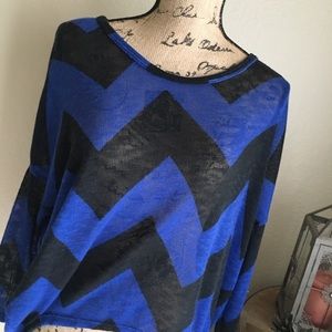 BRAND NWOT! Blue & Black chevron top - GREAT DEAL!